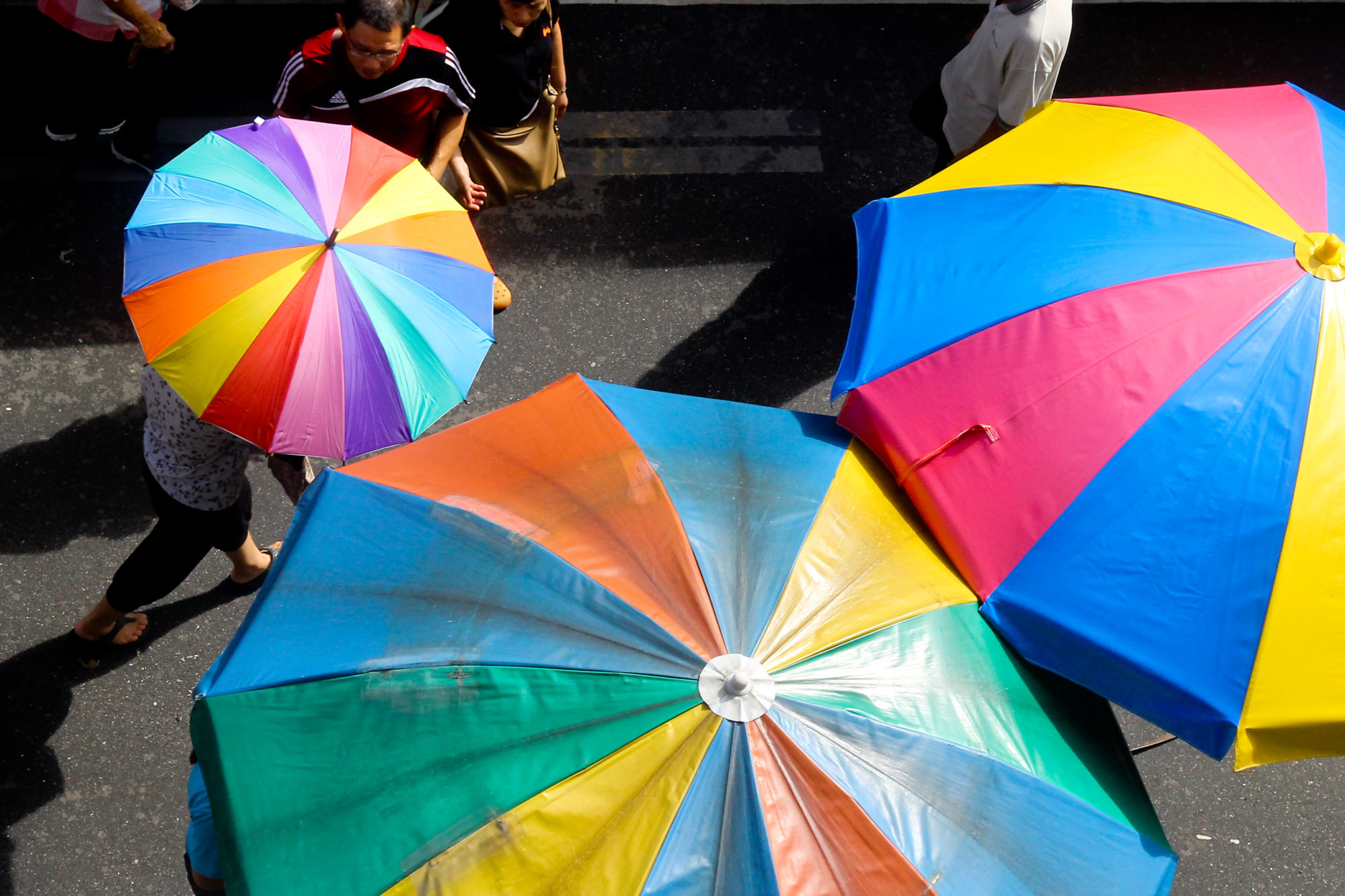 Colorful umbrellas at Chowrasta market, Penang.